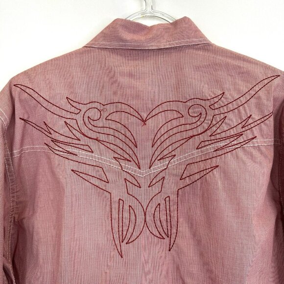 Cowboy Legend Shirt Mens Size Medium Pearl Snap Western Rodeo Embroidered Red - Picture 4 of 5